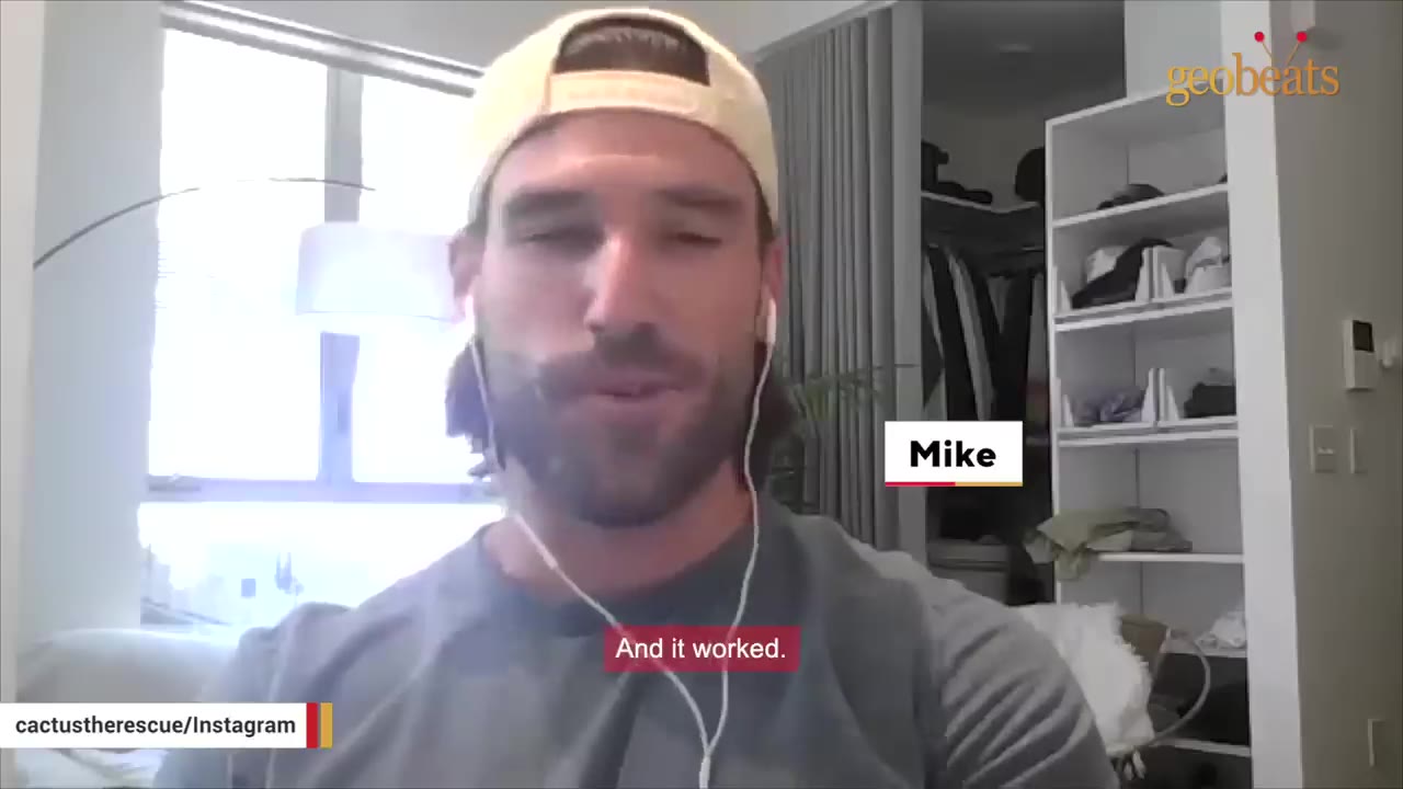 A man named Mike wearing a baseball cap and earphones speaks to the camera with a subtitle that reads 'And it worked.'