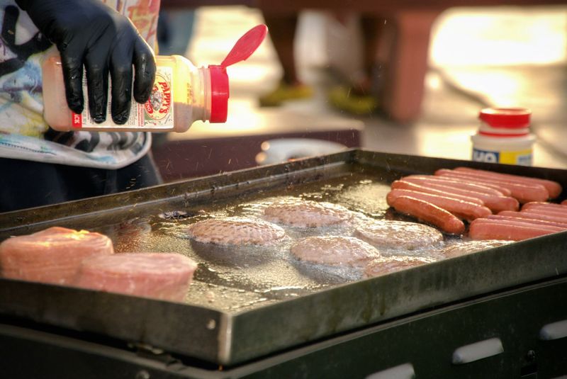 Fatty burgers, hot dogs, and meat scraps