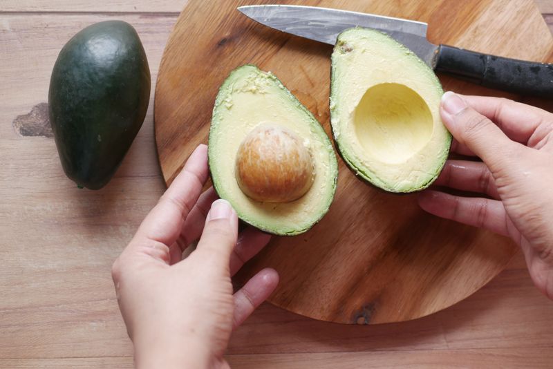 Avocados with the pit accessible