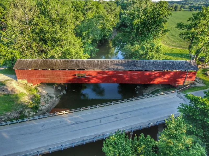 Mecca Covered Bridge: Crafts, Creek, and 1873 Timber
